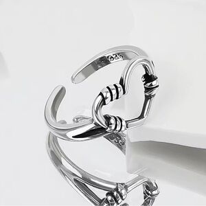 Barbwire Heart Adjustable Ring | 925 Sterling Silver